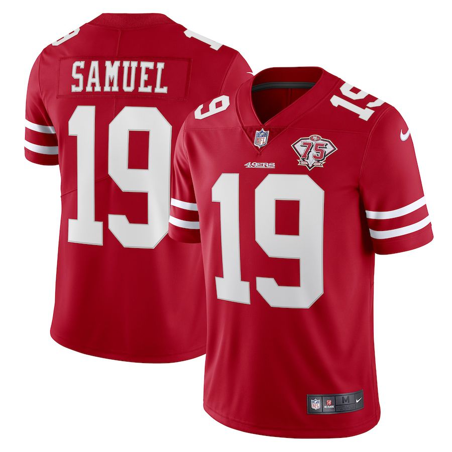 Men San Francisco 49ers #19 Deebo Samuel Nike Scarlet 75th Anniversary Vapor Limited NFL Jersey